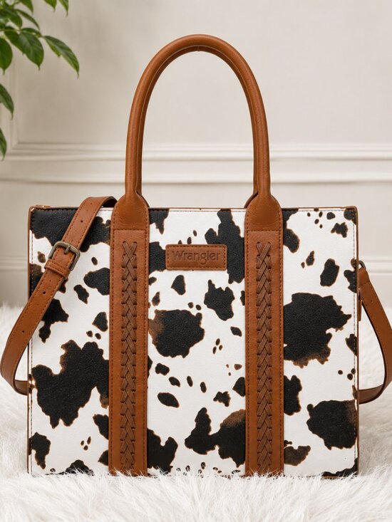 Wrangler Handbags - Wrangler Cow Print Tote Crossbody Bag NWT